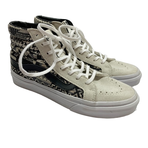 Vans Sk8-Hi Italian weave black & white high top sneakers 5.5 - Picture 12 of 15